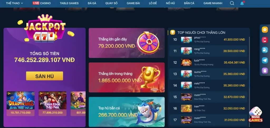 Các trò chơi nổi bật trên ứng dụng Mocha7777